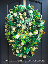 St Patrick’s Day Swag Wreath  Green Shamrock Wreath, Irish Holiday Door Decor, Large St Patrick's Wreath