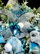 Blue Santa Doll Wreath Floral Swag Christmas Wreath Country Farm House  (Free Shipping)