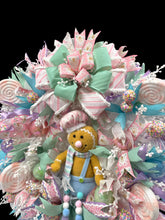 Pink Gingerbread Man Christmas Wreath With Pastel Colors