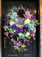 Spring Swag Wreath, Purple Hydrangea & Lavender  Welcome Front Door Spring Decor,  Wreath
