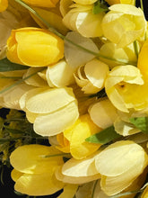 Yellow Tulip Wreath 24 Inch Spring Front Door Wreath, Farmhouse Spring Decor with Lush Greenery, Spring Door Decoration