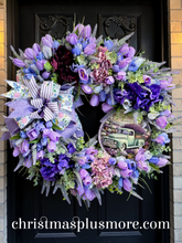 Purple Lavender Tulip Wreath Farmhouse Spring Front Door Wreath Rustic Floral Decor 24#