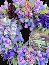 Purple Lavender Tulip Wreath Farmhouse Spring Front Door Wreath Rustic Floral Decor 24#