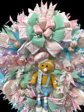 Pink Gingerbread Man Christmas Wreath With Pastel Colors