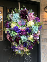 Spring Swag Wreath, Purple Hydrangea & Lavender  Welcome Front Door Spring Decor,  Wreath