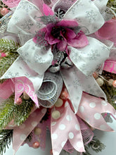 Pink & Silver Nutcracker Christmas Swag Wreath With Silver Bells  Free Shipping