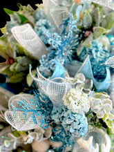 Blue Santa Doll Wreath Floral Swag Christmas Wreath Country Farm House  (Free Shipping)