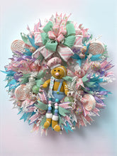 Pink Gingerbread Man Christmas Wreath With Pastel Colors