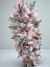 Pink & Silver Nutcracker Christmas Swag Wreath With Silver Bells  Free Shipping