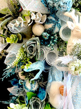 Blue Santa Doll Wreath Floral Swag Christmas Wreath Country Farm House  (Free Shipping)