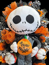 Luxury Nightmare Before Christmas Inspired Jack Skellington Halloween Swag | Pumpkin King Door Decor | 43 x 22 Inches