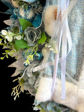 Blue Santa Doll Wreath Floral Swag Christmas Wreath Country Farm House  (Free Shipping)