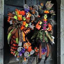 Halloween Witch Wreath | Orange & Black Witch Front Door Wreath | Luxury Handmade Halloween Decor | Fall Door Hanging