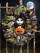 Jack Skellington Nightmare Before Christmas Lighted Halloween Wreath – Pumpkin King Front Door Decor
