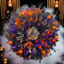Grim Reaper Halloween Wreath,  Spooky Front Door Decor, Gothic Halloween Wreath, Haunted House Decoration, Skull Ribbon