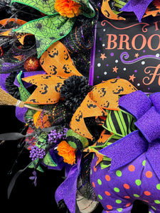 Halloween Witch & Broom Wreath  Handmade Witch's Butt Halloween Wreath