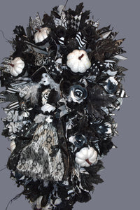 Halloween Ghost Witch Wreath - Large  Halloween Swag Wreath White Ghost Witch Doll