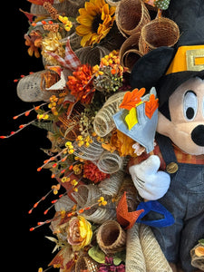 Fall Mickey Mouse  Wreath -  Fall Swag Wreath  (Free Shipping)