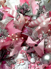 Victorian Santa Christmas Wreath Pink & Silver