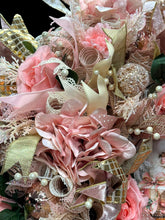 Pink & Gold Victorian Santa Christmas Wreath ( Free Shipping)