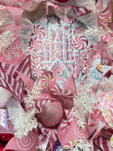 Pink Candy Cane Christmas Wreath Christmas Candy Wreath