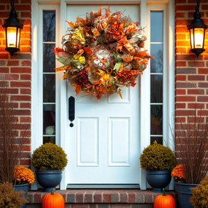Country Fall Wreath, Farmhouse Style, Pumpkin Hydrangea Welcome Wreath (Free Shipping)