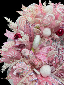 Pink Candy Cane Christmas Wreath Christmas Candy Wreath