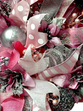 Victorian Santa Christmas Wreath Pink & Silver