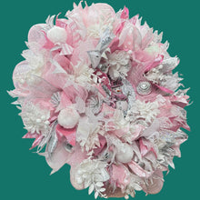 Pink & White Snowman Christmas Wreath Victorian Wreath