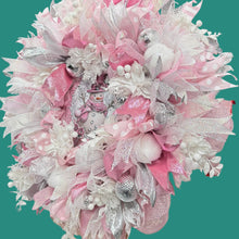 Pink & White Snowman Christmas Wreath Victorian Wreath