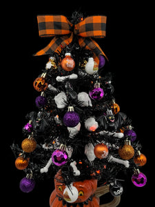 Halloween Christmas Tree Black Jack o Lantern Tree with Orange Lights (Free Shipping)