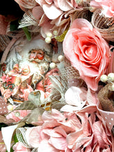 Pink & Gold Victorian Santa Christmas Wreath ( Free Shipping)