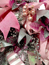Victorian Santa Christmas Wreath Pink & Silver