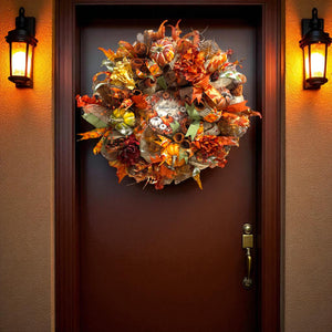 Country Fall Wreath, Farmhouse Style, Pumpkin Hydrangea Welcome Wreath (Free Shipping)