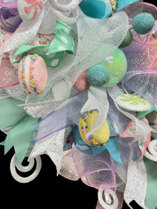 Pink Gingerbread Man Christmas Wreath With Pastel Colors