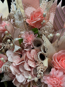 Pink & Gold Victorian Santa Christmas Wreath ( Free Shipping)