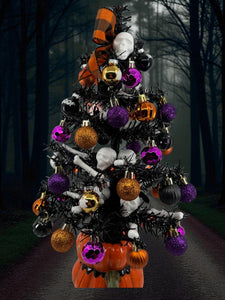 Halloween Christmas Tree Black Jack o Lantern Tree with Orange Lights (Free Shipping)