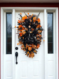 Halloween  Witch Wreath -  Halloween Swag Wreath Witch Doll Orange & Black (Free Shipping)
