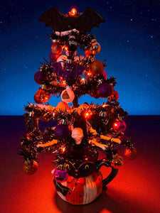 Halloween Christmas Tree Black Bat Tree with Orange Lights (Free Shipping)