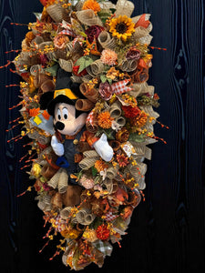 Fall Mickey Mouse  Wreath -  Fall Swag Wreath  (Free Shipping)