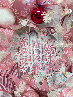 Pink Candy Cane Christmas Wreath Christmas Candy Wreath