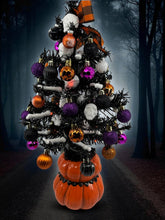 Halloween Christmas Tree Black Jack o Lantern Tree with Orange Lights (Free Shipping)