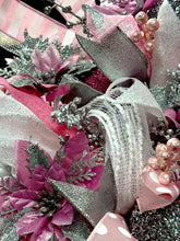 Victorian Santa Christmas Wreath Pink & Silver