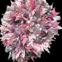 Victorian Santa Christmas Wreath Pink & Silver