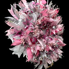 Victorian Santa Christmas Wreath Pink & Silver