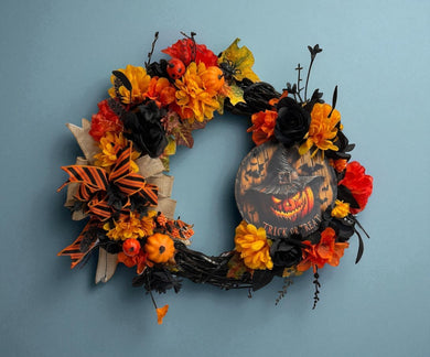 Halloween Jack o Lantern Wreath    Budget Friendly Halloween Farmhouse style Wreath