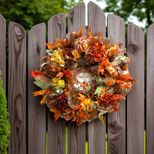 Country Fall Wreath, Farmhouse Style, Pumpkin Hydrangea Welcome Wreath (Free Shipping)