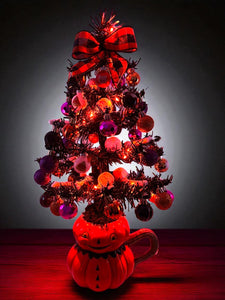 Halloween Christmas Tree Black Jack o Lantern Tree with Orange Lights (Free Shipping)