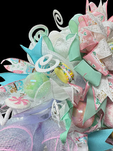 Pink Gingerbread Man Christmas Wreath With Pastel Colors