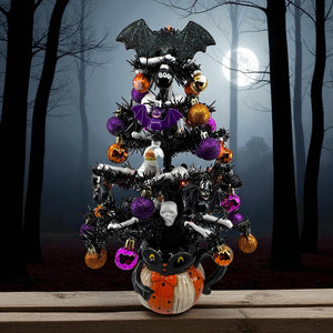 Halloween Christmas Tree Black Bat Tree with Orange Lights (Free Shipping)